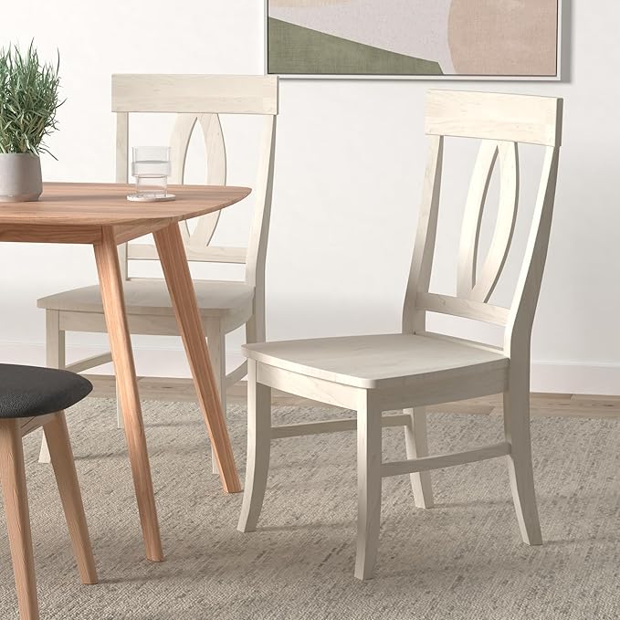 IC INTERNATIONAL CONCEPTS Set of Two Verona Dining Chairs 225lbs wt Capacity, Solid Real Wood, Sturdy Parawood, 21.3"W x 22.6"D x 39.6"H, Unfinished