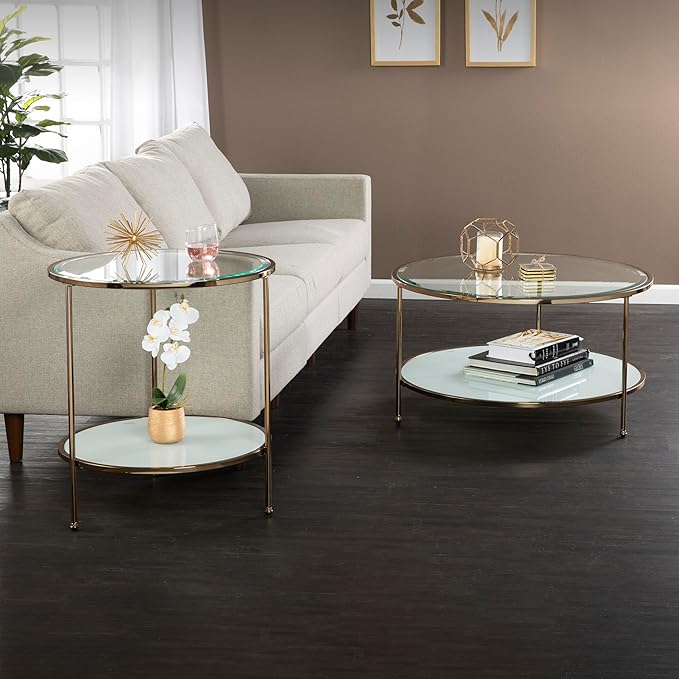 SEI Furniture Risa Cocktail Table, Gold, 34 in x 34 in x 18 in