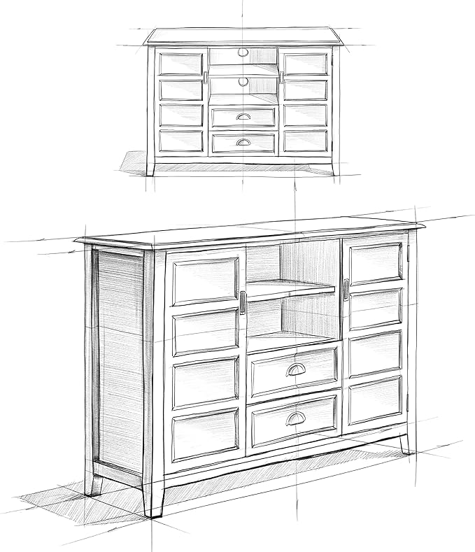 SIMPLIHOME Burlington SOLID WOOD 54 inch Wide Transitional TV Media Stand in Mahogany Brown For TVs up to 60 inches for the Living Room and Entertainment Center