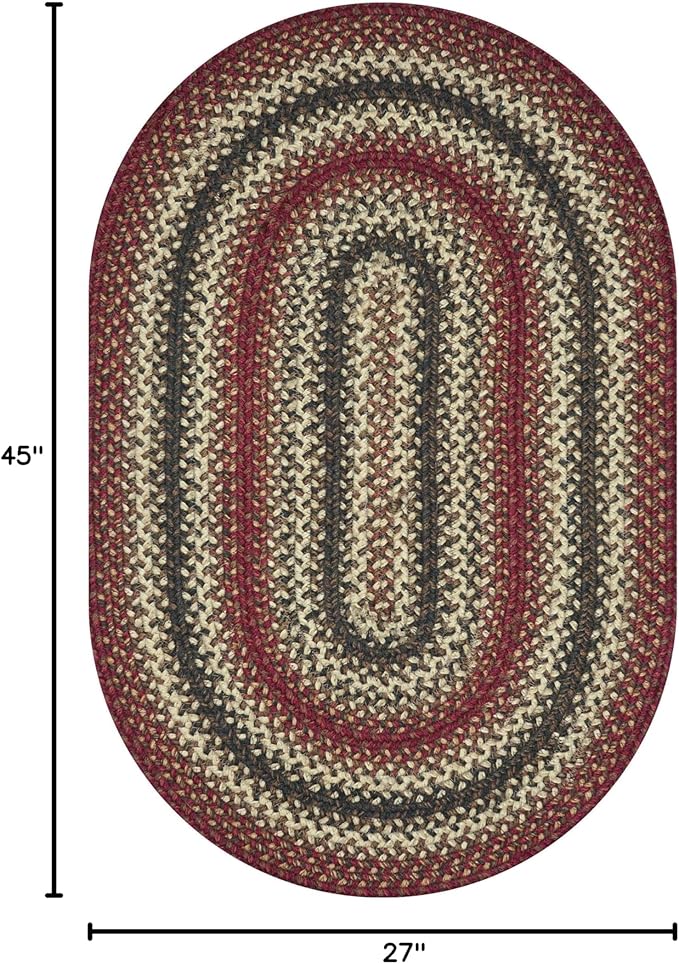 Homespice Chester Red Braided Rugs 27x45 Oval Country Style Rugs for Your Home