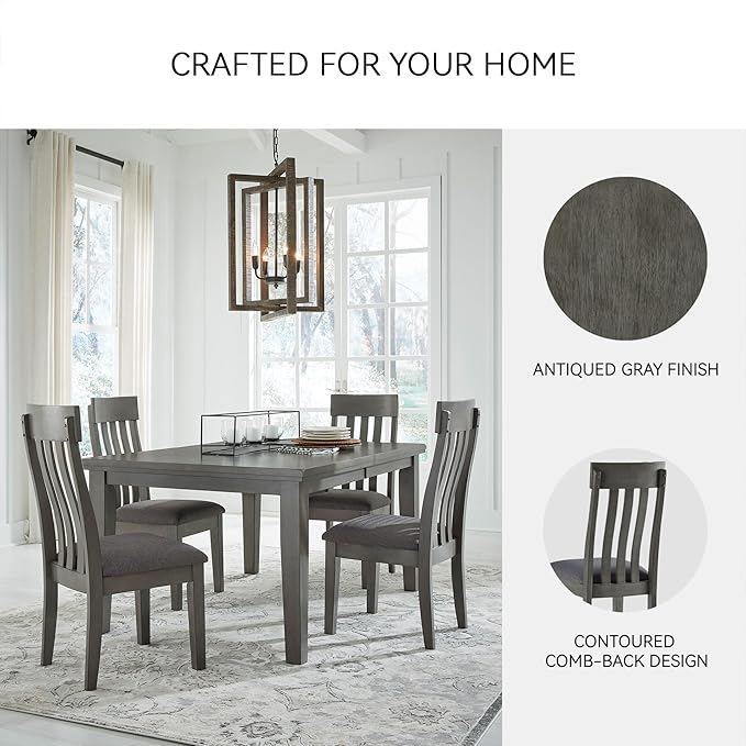 Signature Design by Ashley Hallanden Modern Slat Back 18.63" Dining Room Chair, Set of 2, Gray