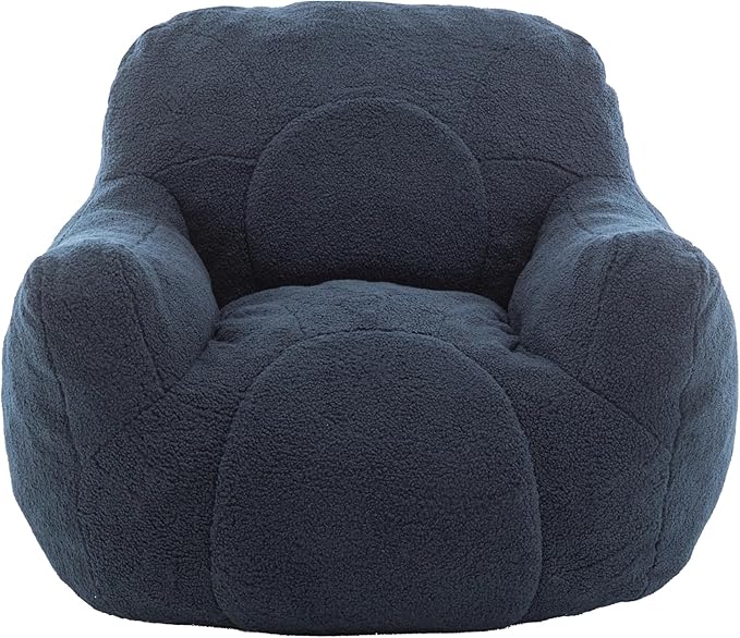 Furniliving Bean Bag Chair, Giant Bean Bag Chair Stuffed Floor Sofa for Adults Comfy Bean Bag Sofa with Back Support, Oversized Bean Bag Couch for Living Room Bedroom Dorm Office, Teddy, Dark Blue