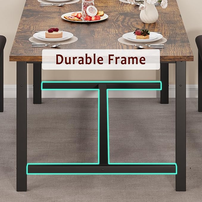 3-Piece Dining Table Set for 4-6 People, Extendable Kitchen Table Set with 2 Upholstered Benches, Dining Room Table Set for Apartment, Kitchen, Living Room, Brown