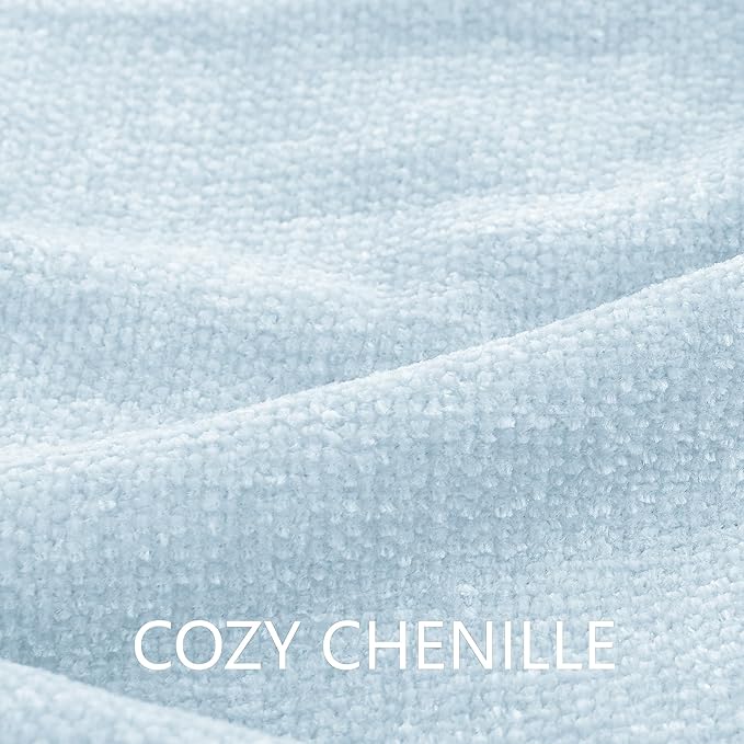 Chenille Throw Blanket for Couch 60"X 80" Twin, Soft Cozy Throws with Fringe Tassel for Bed Sofa Chair Cover, Lightweight Knitted Decorative Boho Blankets for Living Room, Light Blue