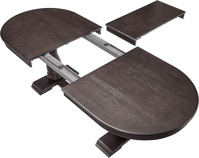 Ball & Cast Farmhouse Extendable Dining Table for 6-8, 76"-94" Long Extendable Kitchen-Table with Leaf, Mid Century Curved Wooden Expandable Table w/18 Leaves,Drop-Leaf Breakrest Table, Dark Brown
