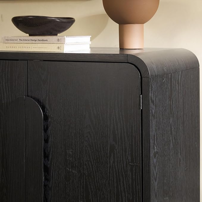 Walker Edison Chantelle Sideboard Buffet with Storage, 64", Black
