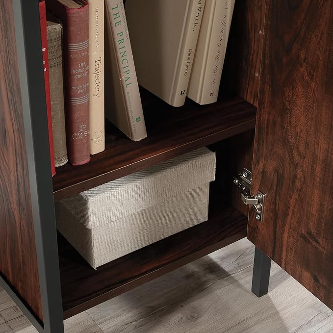 Sauder Market Commons Single Pedestal Desk, Rich Walnut Finish