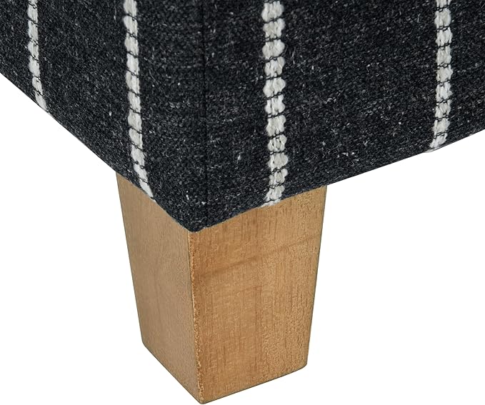 HomePop Home Decor |K7342-F2372 | Classic Square Storage Ottoman with Lift Off Lid- Black with Boucle Stripe