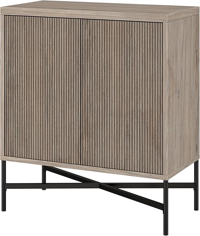 Henn&Hart 28" Wide Rectangular Accent Cabinet in Antiqued Gray Oak, for Home, Living Room, Bedroom, Entertainment Room, Office