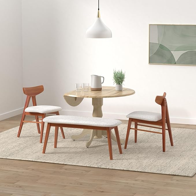 IC International Concepts, 42" Round Dual Drop Leaf Pedestal Dining Table, Solid Real Wood, Sturdy Parawood, Natural