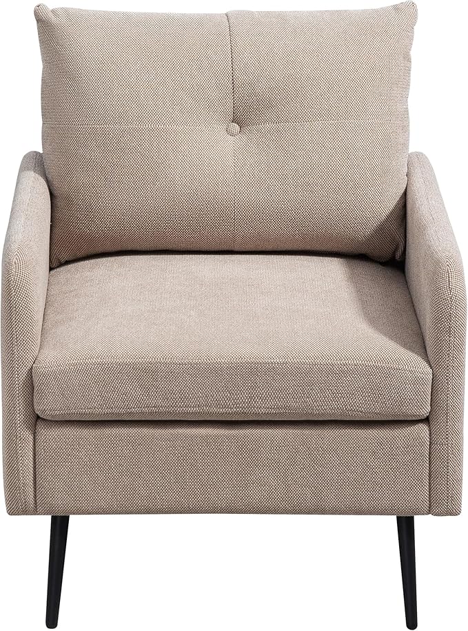 Ball & Cast Accent Chair with Metal Black Legs,Comfy Chenille Club Fabric Armchair,Single Sofa Chair for Living Room Bedroom,Dining Accent for Bedroom,Office,Coffee