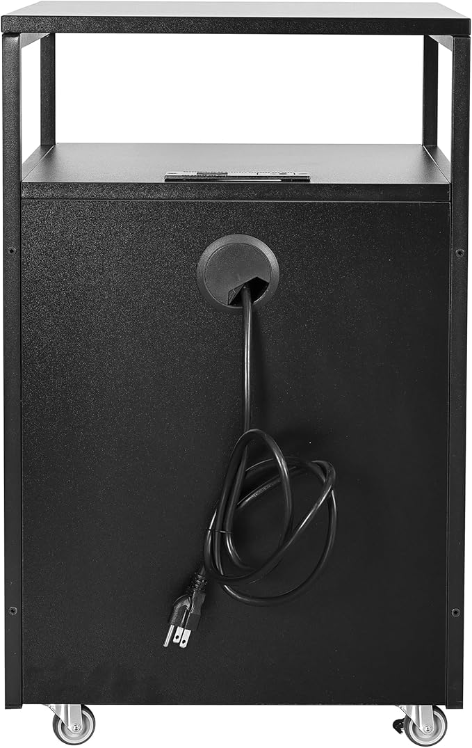 Techni Mobili Modern 2-Drawer Rolling File Cabinet with Lock, 2 USB Ports and Power Outlet for Device Charging, Portable File Organizer or Printer Stand for Office or Home with Locking Wheels, Black