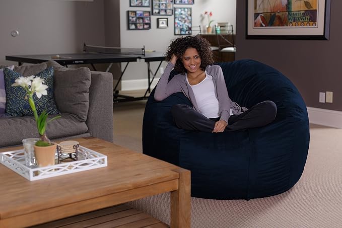 Sofa Sack Bean Bag Chair - Plush, Ultra Soft - Memory Foam Bean Bag Chair with Microsuede Cover - Stuffed Foam Filled Furniture and Accessories for Dorm Room 5 Feet - Navy