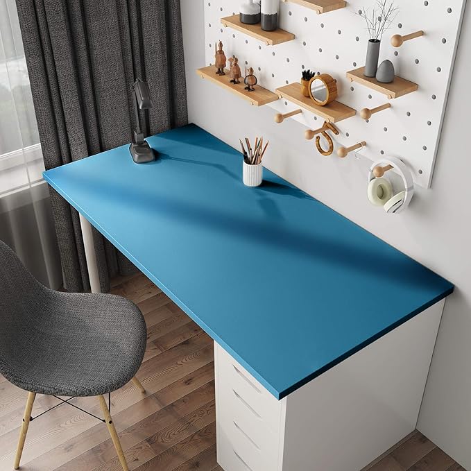 Kaboon Universal Table Top 45.67"x23.62", Solid One-Piece Desktop, Reversible Melamine Countertop, Double Desks, L-Desk DIY, Cyan