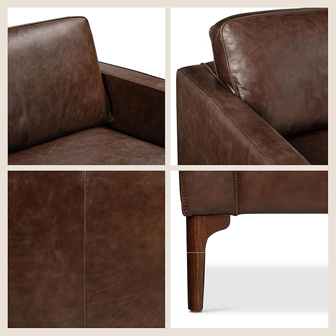 POLY & BARK Mateo Leather Sofa in Chocolate Brown