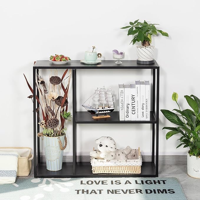 HDANI Console Table, Narrow Entryway Table, 3 Tier Metal Hallway Table, 9.8''Dx31.5''Wx29.7''H(Black)