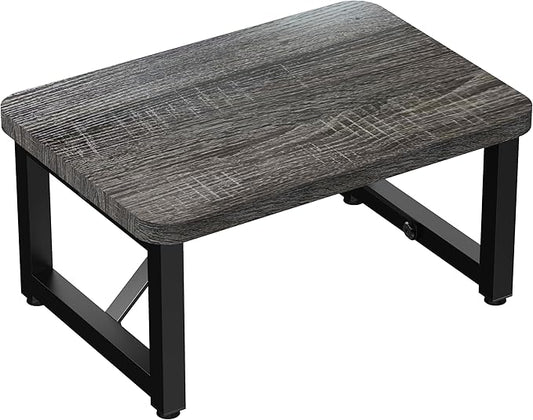 One Step Stool, Wooden Foot Stool for Adults, Small Stepping Stool for Bed and Closet, Heavy Duty Step for Kitchen, Dorm, and Indoor Use, Dark Gray