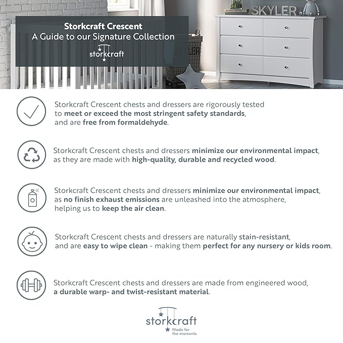 Storkcraft Crescent 4 Drawer Chest (Espresso) – GREENGUARD Gold Certified, Easy-to-Match Chest of Drawers for Nursery and Kids Bedroom, Dresser Organizer for Children’s Bedroom