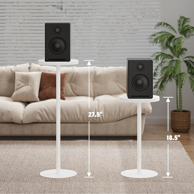 TUTOTAK Tall Round Side Table, Small End Table, Set of 2, Beside Table, Drink Table, Pedestal Side Table, livingroom, White TB01BW0652