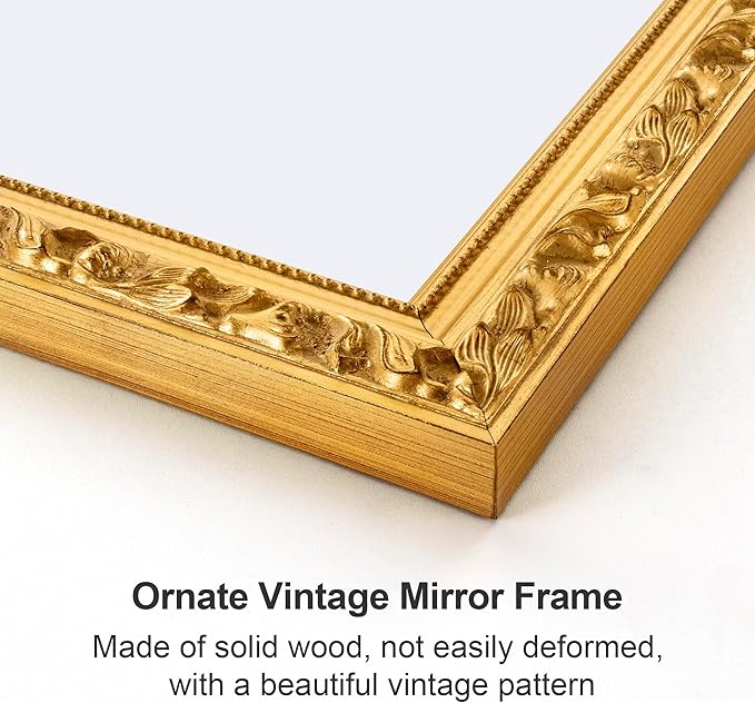 Gold Vintage Mirror, Traditional Antique Wall Mirrors with Ornate Gold Frame, Bathroom Decorative Mirrors for Wall Decor, 39.7'' x 27.9''