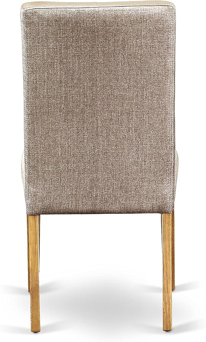 East West Furniture AMDR3-OAK-16 3 Piece Dining Room Table Set Contains a Round Kitchen Table with Pedestal and 2 Dark Khaki Linen Fabric Parsons Dining Chairs, 36x36 Inch, Oak