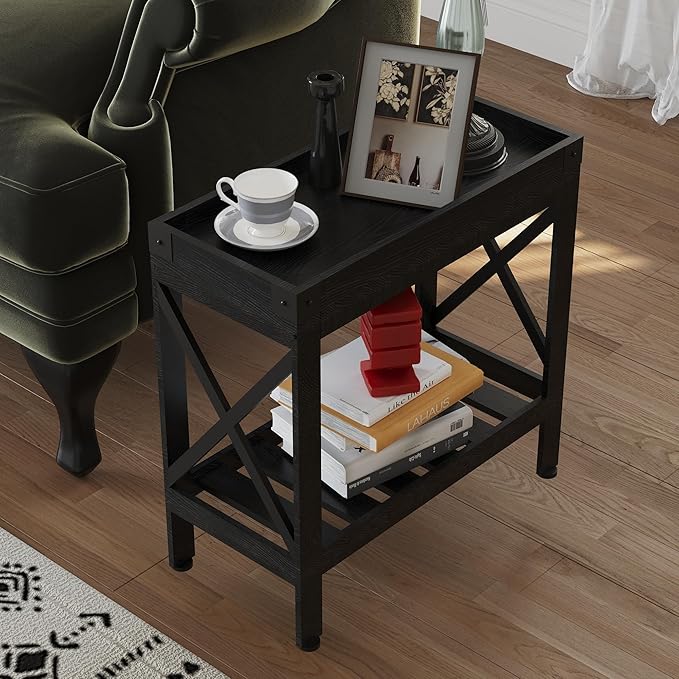 Narrow Side Table, End Table,Sofa Side Table, End Table Nightstand for Bedroom, Living Room, Small Spaces