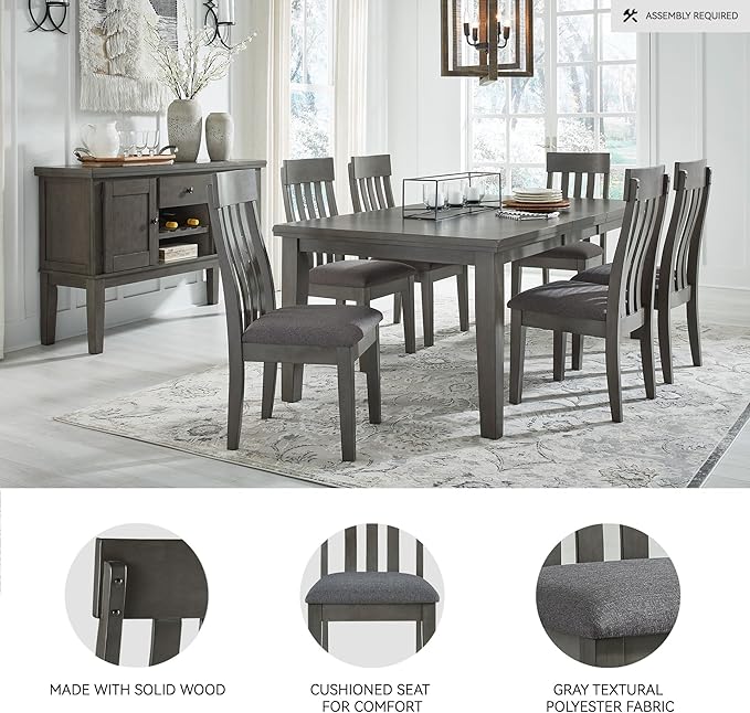 Signature Design by Ashley Hallanden Modern Slat Back 18.63" Dining Room Chair, Set of 2, Gray