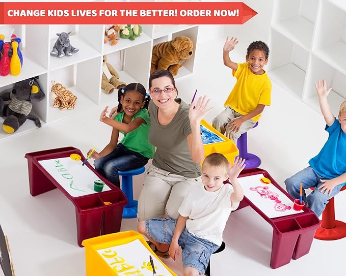 ActiveChairs Kids Wobble Stool, Flexible Classroom Seating Improves Focus, Posture & Helps ADHD/ADD. Get The Wiggles Out Active Fidget Chairs, Preschool | Elementary 14" Chair, Ages 3-7, Gray