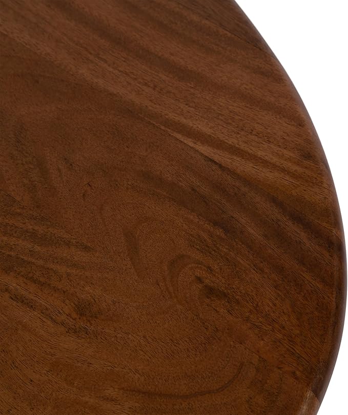 Kate and Laurel Tortola Modern Irregular Round Side Table, 22 x 18 x 20, Walnut Brown, Transitional Pebble End Table for Use as Bedroom Nightstand or Living Room Accent Table