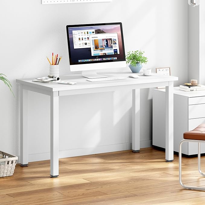 DlandHome 39 inches Small Computer Desk for Home Office Activity Table Writing Table for Small Spaces Study Table Student Laptop Desk White DND-AC3DW-100
