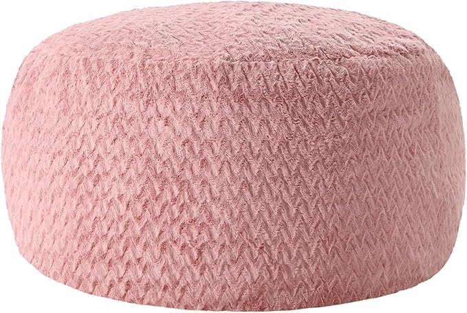 4ft Bean Bag Chairs for Adults Large Beanbag Chair with Chevron Plush Fur Cover Big Bean Bag Chair for Living Room Bedroom Dorm (Pink)