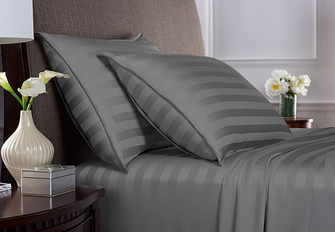 Twin Sheets by Pure Bamboo, Genuine 100% Organic Viscose Derived from Bamboo Bed Sheet Set, Luxuriously Soft & Cooling, Double Stitching, Lifetime Quality Promise (Twin, Jacquard Stone)