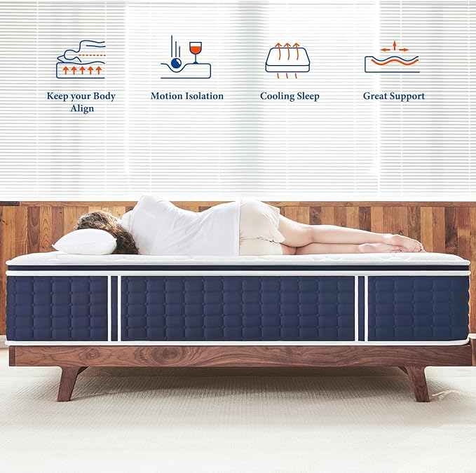 Coolvie Full Size Mattress 14 Inch, Hybrid Full Mattress in a Box, 4 Layer Premium Foam with Pocket Springs for Motion Isolation and Pressure Relieving, Medium Firm Feel, 100-Night Trial