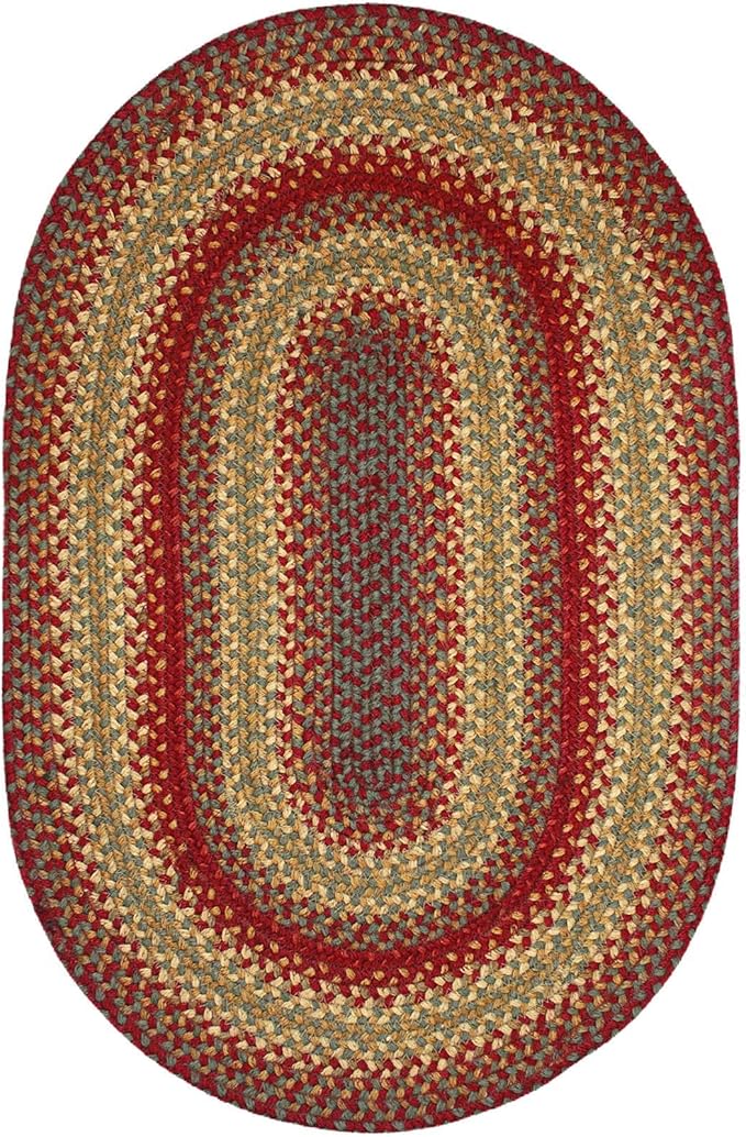 Homespice Cider Barn Cranberry Red Oval Braided Rug, Jute, 6x9' - Perfect Country Rustic Decor for Bedroom, Living Room, Everywhere
