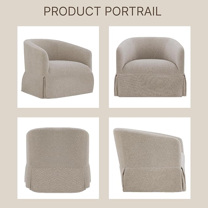 Swivel Accent Chair, 360 Degree Performance Fabric Armchair Modern Barrel Chairs Armchair for Living Room Bedroom Home and Office,Taupe
