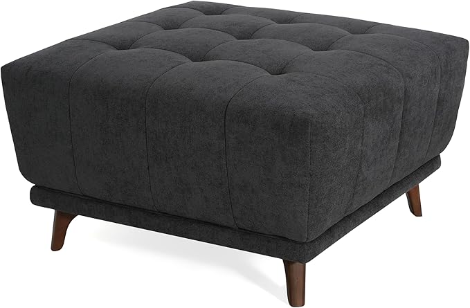 Christopher Knight Home Kinsley Square Ottoman Footstool, Ottoman Chair with Large Seat, Chenille Fabric Upholstery Coffee Table, Modern Side Table for Living Room Bedroom Home Decor, Grey