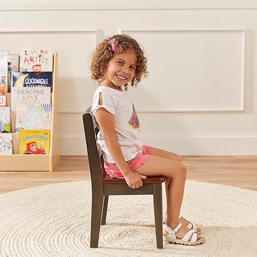 ECR4Kids Hideaway Table and Chair Set, Kids Furniture, Dark Walnut/Grey Wash, 3-Piece