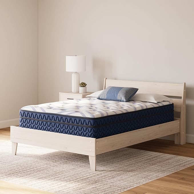 Signature Design by Ashley Full Size Stack 12 Inch Hybrid Medium Plush Cooling Gel Infused Memory Foam Mattress for Pressure Relief, Fiberglass Free, Mattress in A Box