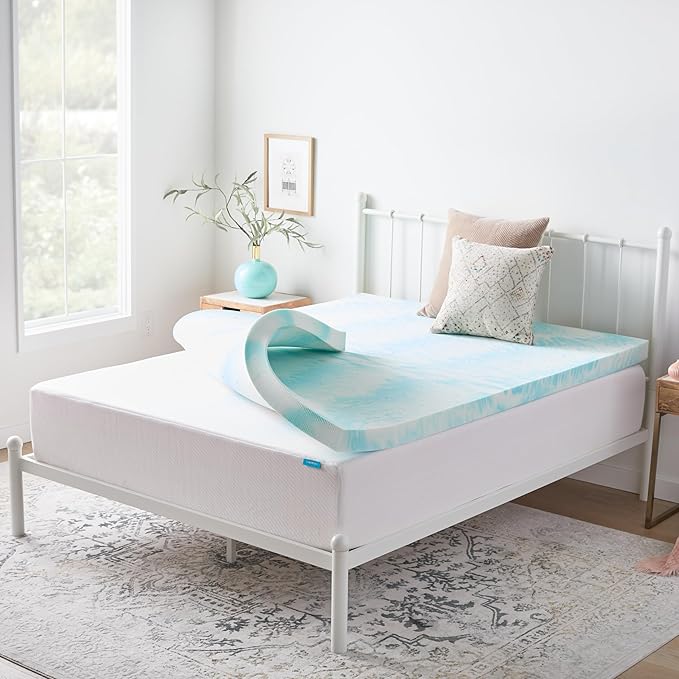 Linenspa 3 Inch Gel Swirl Memory Foam Mattress Topper – Cooling Gel Infused – Pressure Relieving Bed Topper - Mattress Pad – CertiPUR Certified - King Size