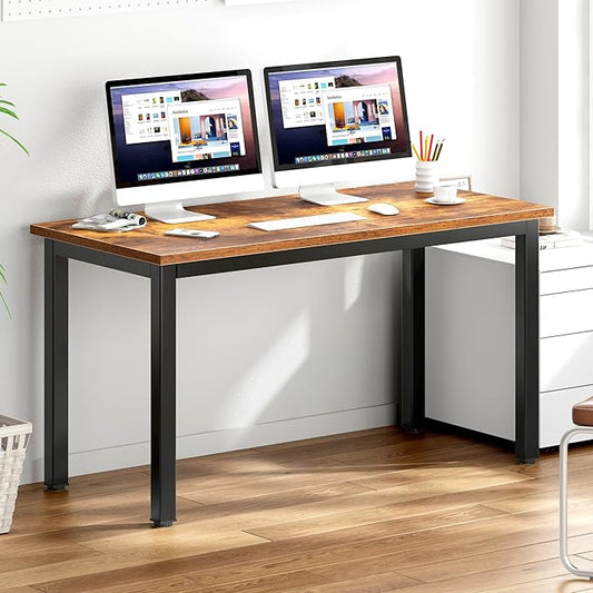 DlandHome Large Computer Desk, Composite Wood Board, Decent and Steady Home Office Desk/Workstation/Table 54.3inch Retro Black