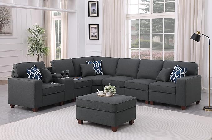 Leio Sectional Modular Sofa with Ottoman for Living Room, Apartment, Bedroom, Office, Dorm