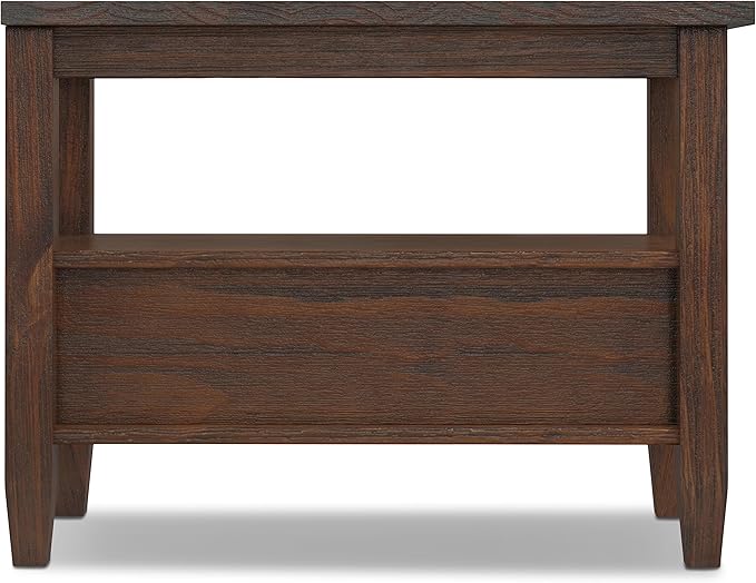 SIMPLIHOME Warm Shaker SOLID WOOD 14 Inch Wide Rectangle Transitional Narrow Side Table in Distressed Charcoal Brown, For the Living Room and Bedroom