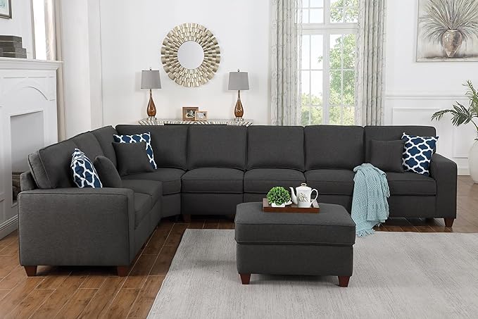 Leio Sectional Modular Sofa with Ottoman for Living Room, Apartment, Bedroom, Office, Dorm