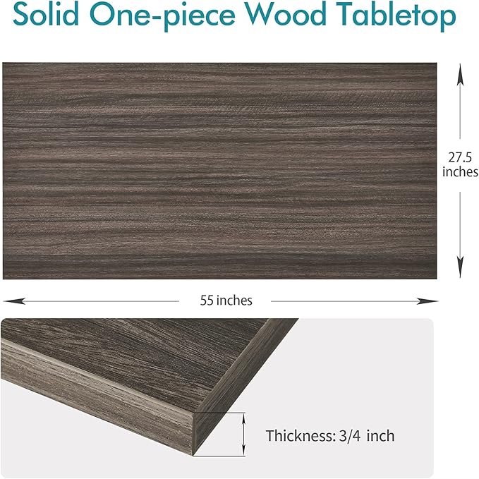 Kaboon Universal Tabletop 55"x27.5", Solid One-Piece Melamine Table Top, Double Desk L-Desk DIY, Home and Office Countertop,Eucalyptus