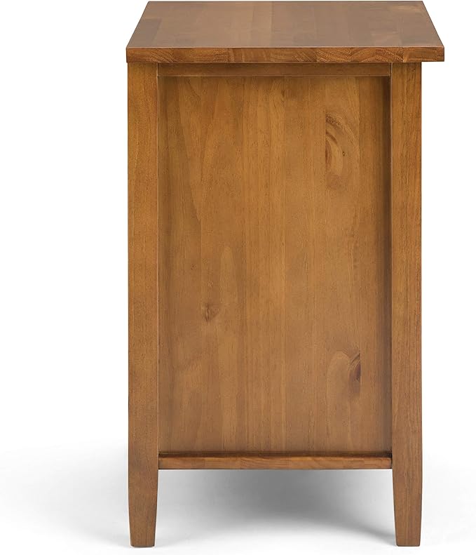 SIMPLIHOME Warm Shaker SOLID WOOD 24 inch Wide Transitional Bedside Nightstand Table in Light Golden Brown for the Living Room and Bedroom