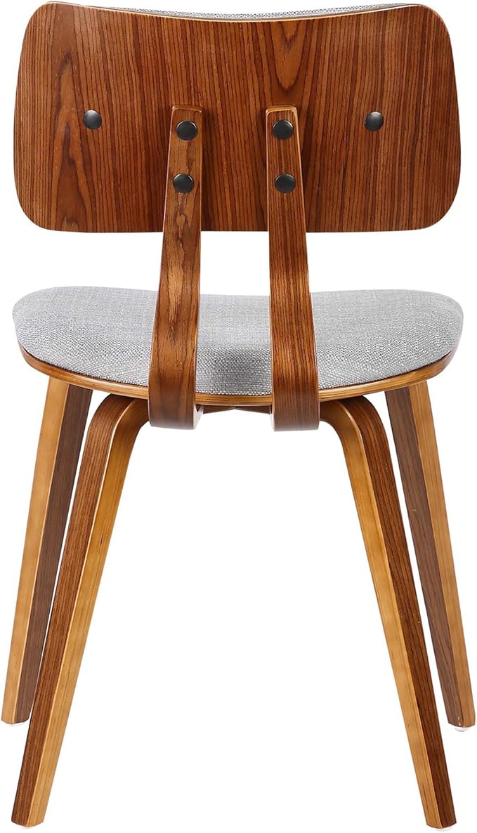 Armen Living Jaguar Mid-Century Dining Chair in Walnut Wood and Gray Fabric - Set of 2