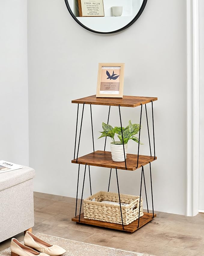 Tall End Table, Small Side Table, 29 inch High Entryway Table, Bedside Table for Living Room, Bedroom and Office, Rustic Brown