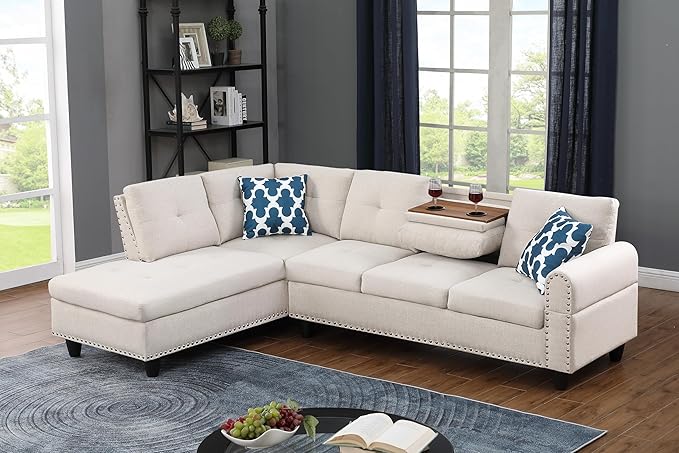 Halibur Sectional Sofa or Couch for Living Room, Apartment, Bedroom, Office