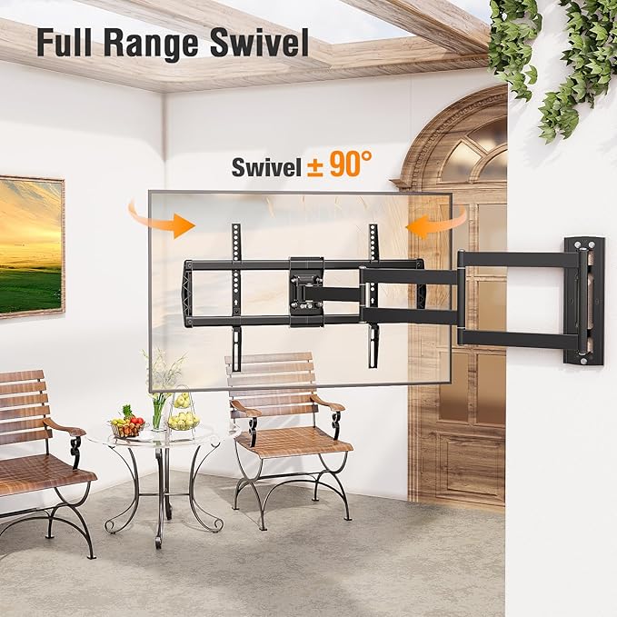 ELIVED Outdoor Long Arm TV Wall Mount for Most 42-75 Inch TVs, 37.9 Inch Long Extension Corner TV Mount, Weatherproof Full Motion tv Bracket Anti-Rust for Patio, Holds 99 lbs. Max VESA 600x400mm