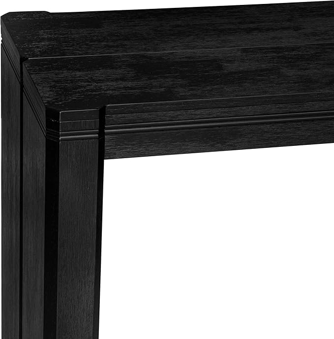 X07X1-B06-24 9-pc Modern Dining Room Table Set a Rectangular Dining Table and 2 wooden Benches and 7 Black Polyester Stackable Chair, 39x120 Inch, Wire Brushed Black